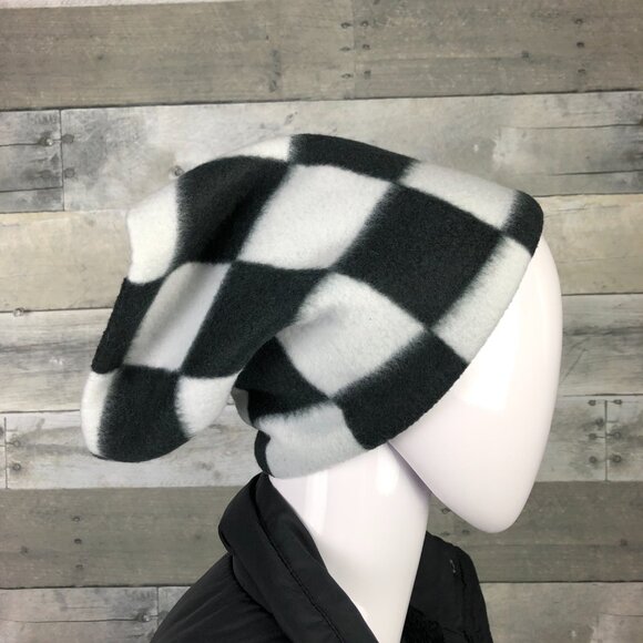 Black and White Buffalo Check asymmetrical gaiter neck warmer fleece Scarf - Picture 1 of 9